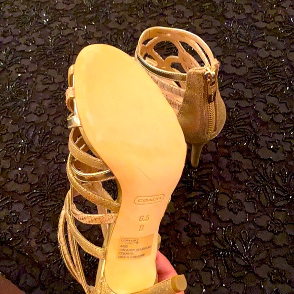 Coach “Lancaster Dust” Gold Heels 🔥 - Picture 6 of 8